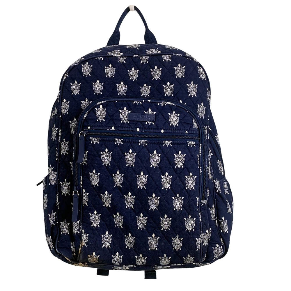 Vera Bradley Backpack Large Navy Blue White Sea Turtle Quilted Cotton Bag